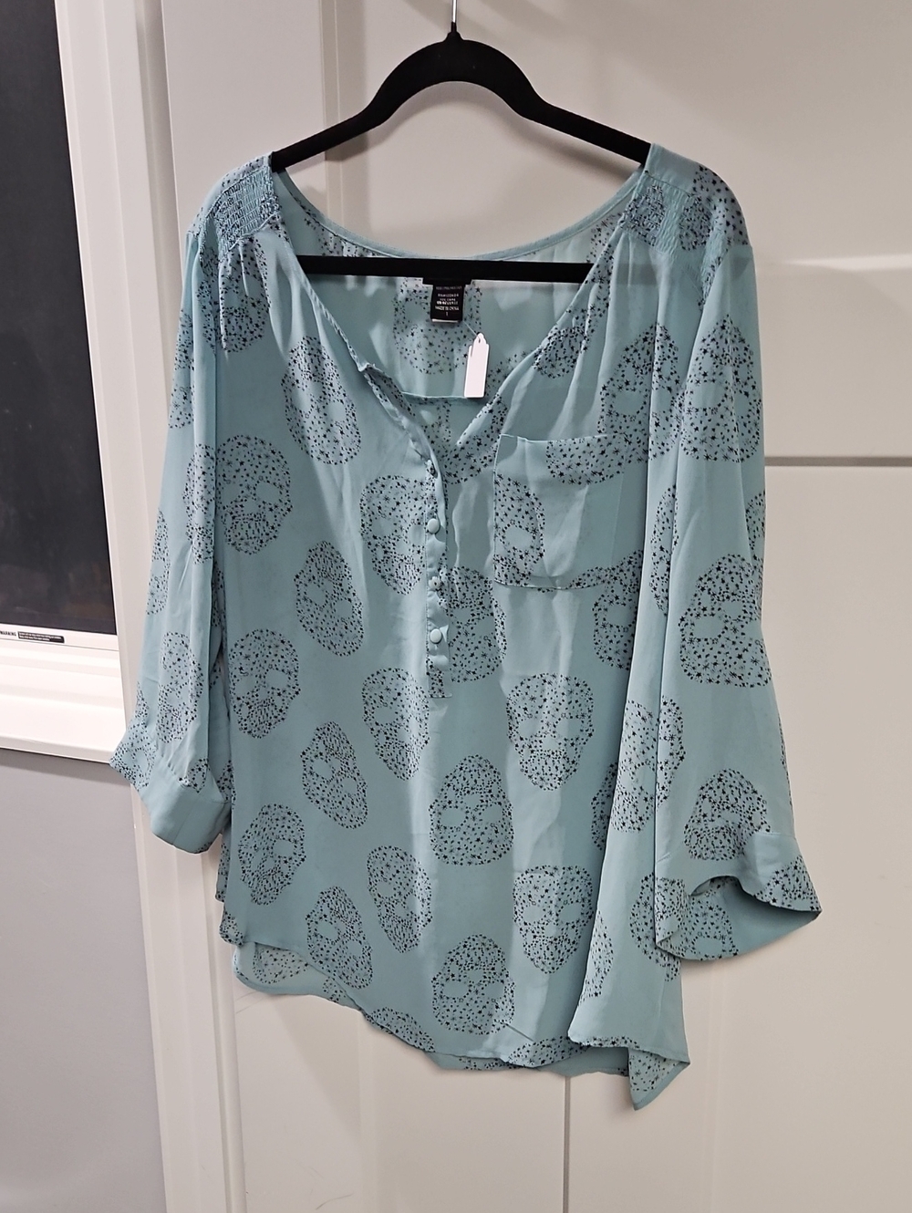 torrid Light Blue Patterned Henley Blouse